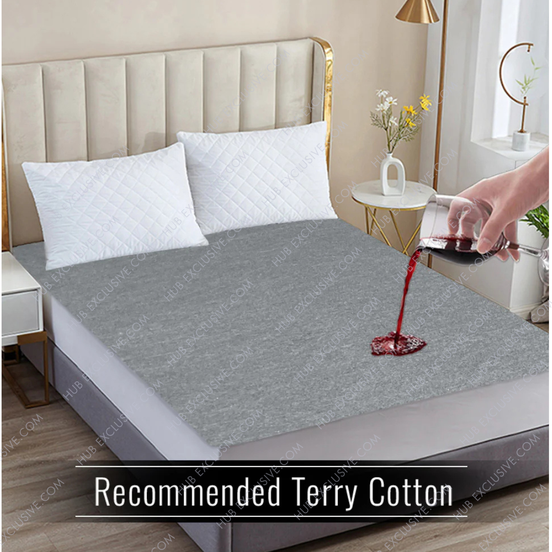 Premium Terry Cotton 100% Waterproof Fitted Mattress Protector In 4 Colors