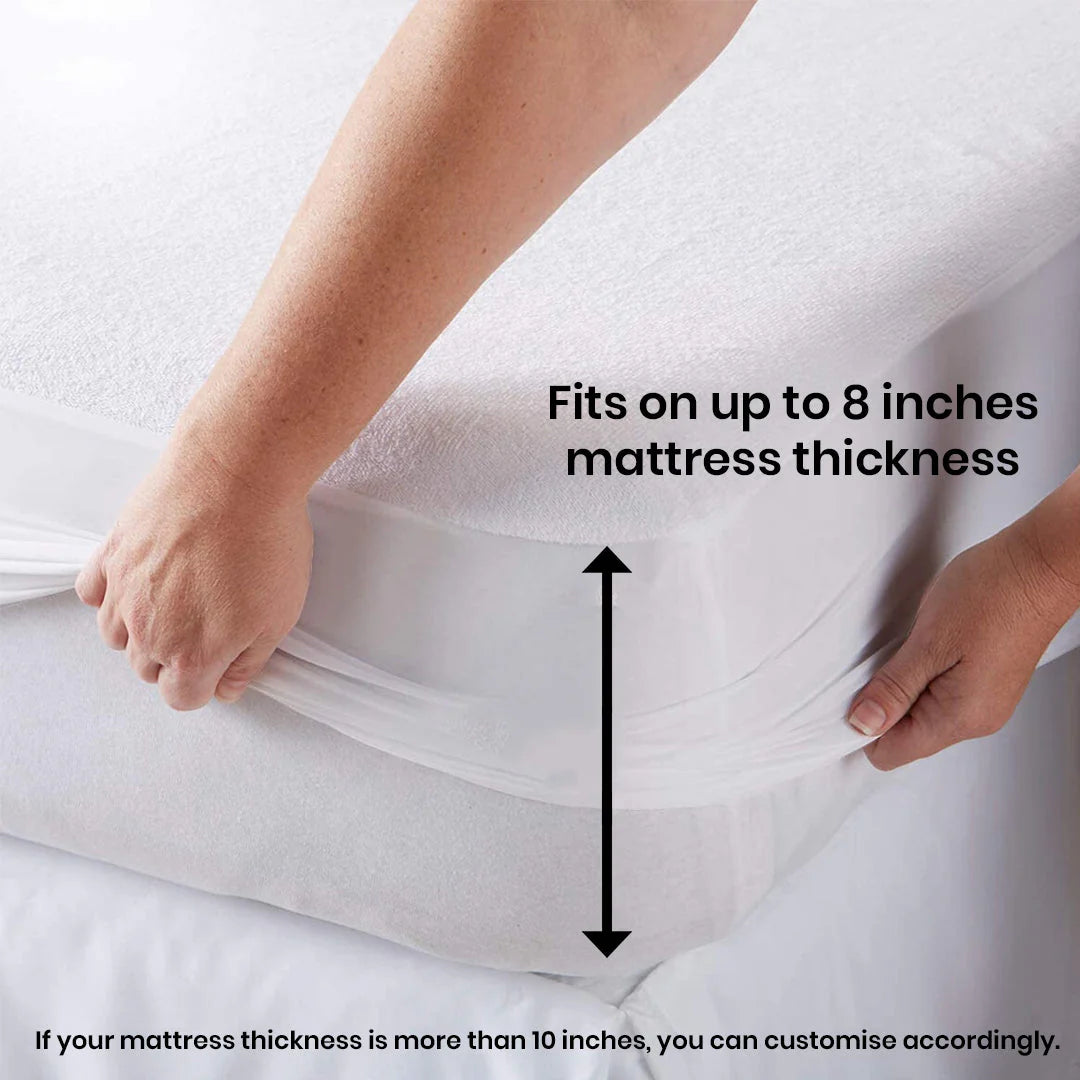 Premium Terry Cotton 100% Waterproof Fitted Mattress Protector In 4 Colors